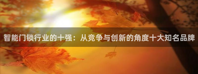 利记官网：智能门锁行业的十强：从竞争与创新的角度十大知名品牌
