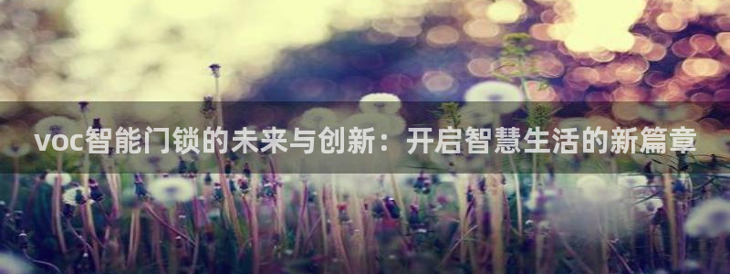 利记网址注册官网：voc智能门锁的未来与创新：开启智慧生活的